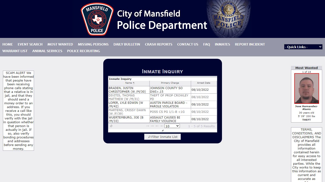 Mansfield Police Department P2C